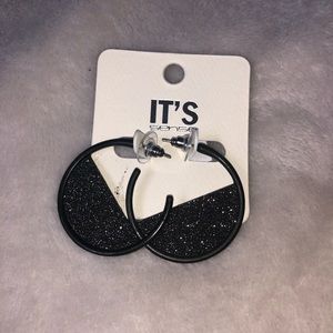 Black half hoops earrings